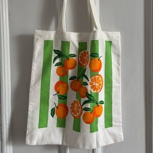 Tote Bag with Orange and Stripe Design